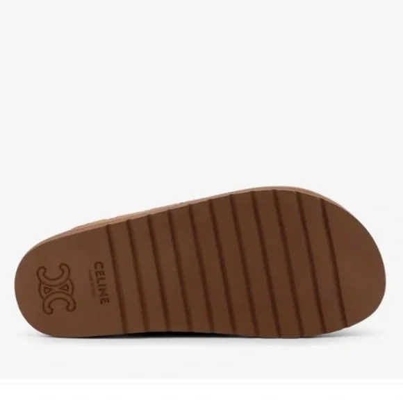 CELINE Pitea Triomphe logo user leather flats mules - Picture 6 of 6